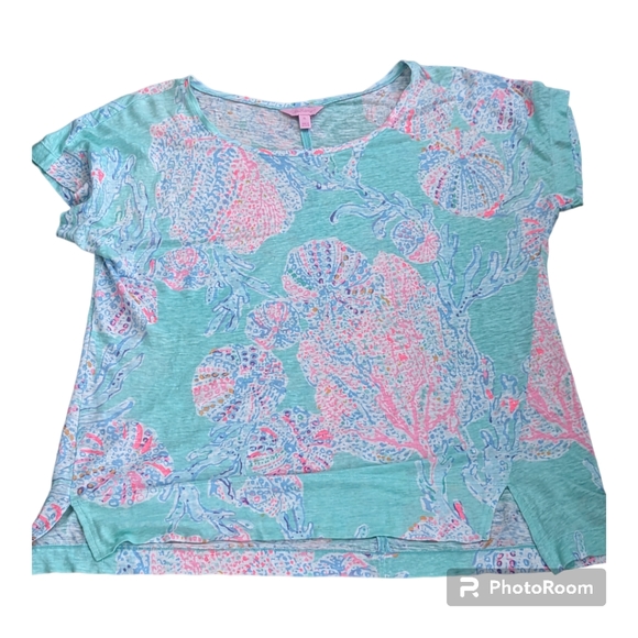 Lilly Pulitzer Tops - Lilly Pulitzer Mikela Linen Top Short Sleeve XL